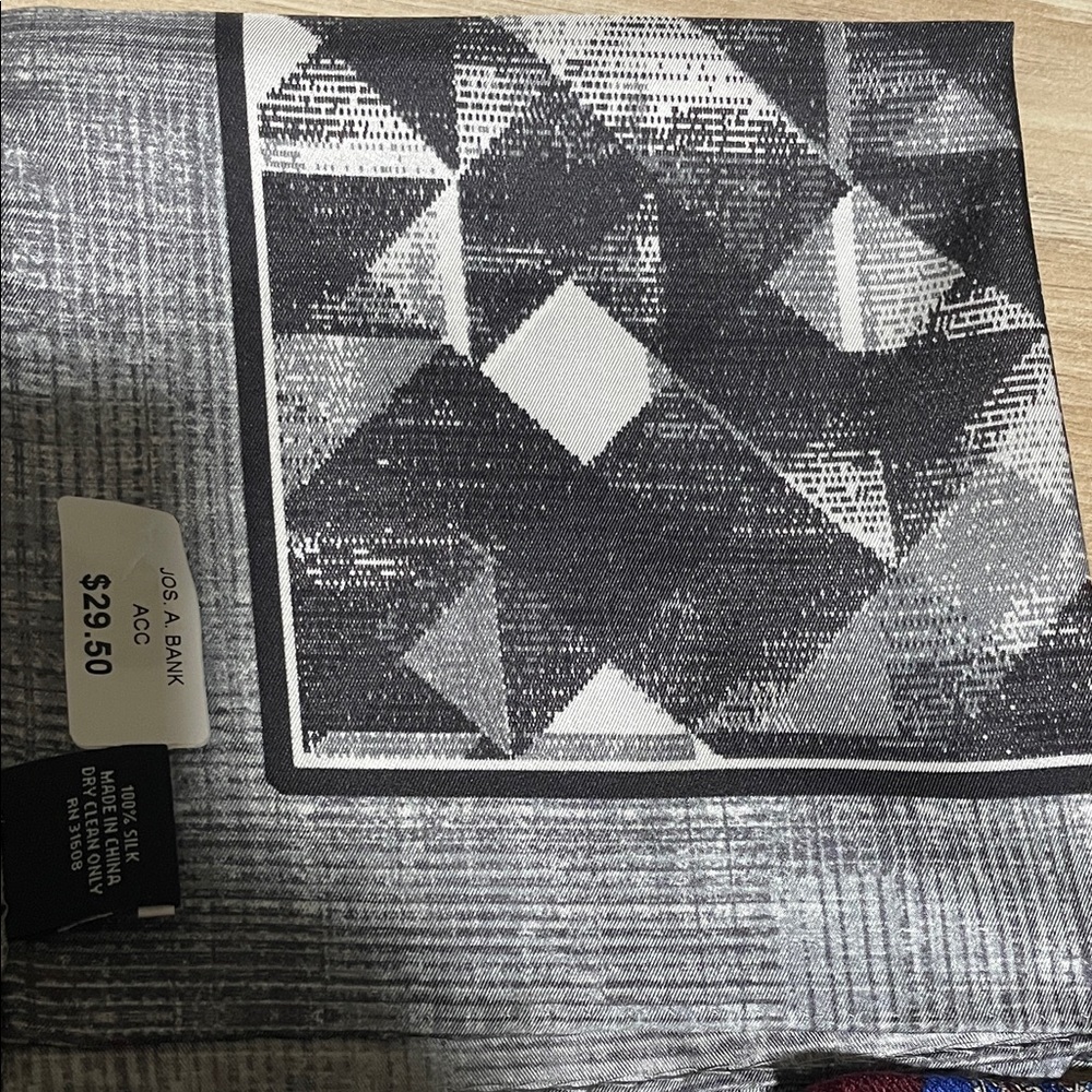 Jos. A. Bank Black & Gray Geometric Silk Square